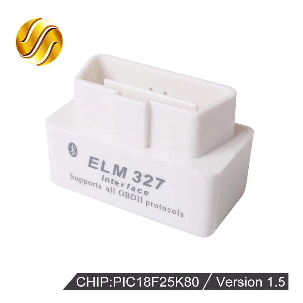 White MINI ELM327 interface Bluetooth OBD2 V1.5 Support All OBDII Protocols 