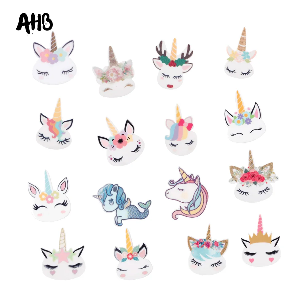 

AHB Resin Horn Horse Rainbow Unicorn Patches For DIY Cloth Bows Decor Scrapbook Embellishment Craft Handmade Phone Case Material