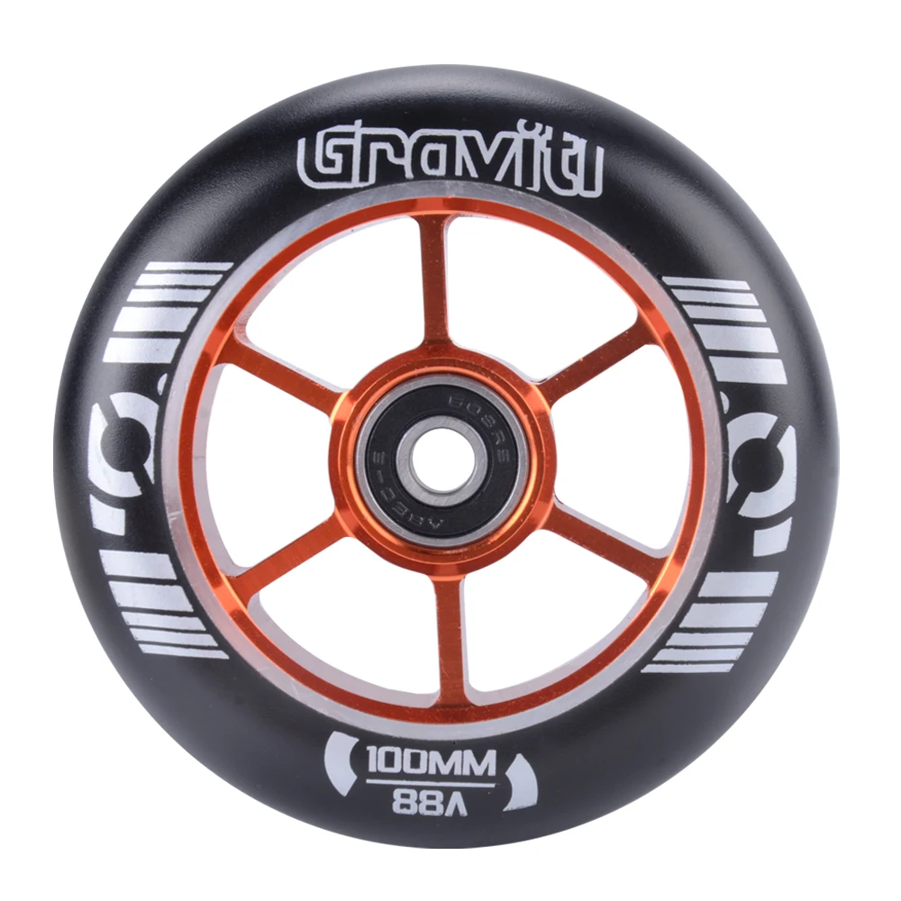 Free shipping 100mm Stunt Pro Scooter Aluminium Core PU Alloy kick scooter Wheelsin Scooter