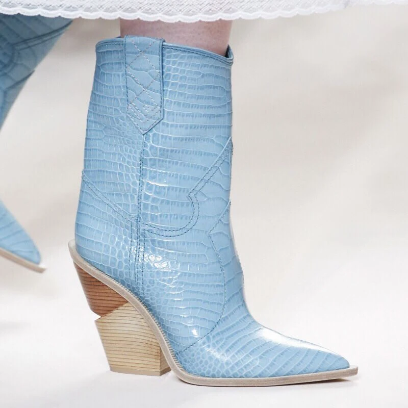 

Pointed Toe Fashion Designer Strange High Heels Real Leather Women Shoes 2019 New Autumn Winter Boots Runways Long Woman Boots