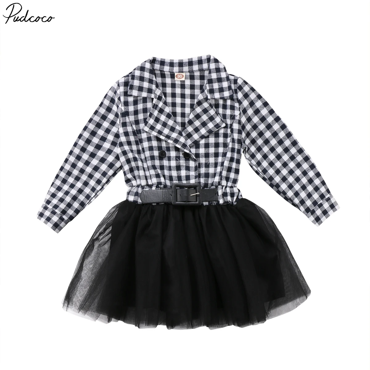 

Lovely Kids Baby Girls Clothes Casual V-Neck Long Sleeve Plaids Ball Gown Dress 2-7Years Helen115