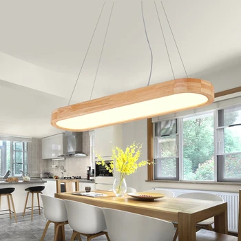 

Nordic Pendant Lights Solid Wood Rectangular Simple Modern droplight Home Office Dining Room Japanese Pendant lamps MZ85
