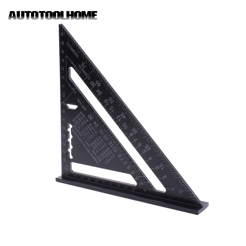 

7 Inch Carpentry Squares Triangle Ruler Measuring Layout Tools Metric Standard for Carpenter Craftsmen Black Aluminum Framing