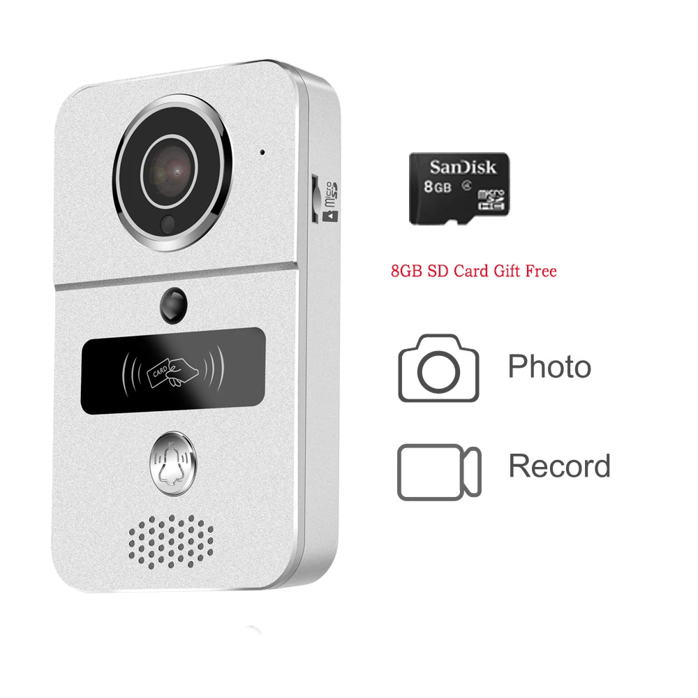 JERUAN Smart 720P Серебряный WiFi видео домофон комплект беспроводной записи дверной