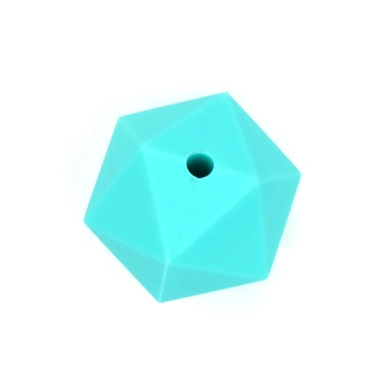 Силиконовые бусины для прорезывания зубов DIY 50 шт./лот Icosahedron бусины лучше, чем шестиугольник сделать Жевательная для прорезывания зубов ожерелье ювелирные изделия - Цвет: turquoise