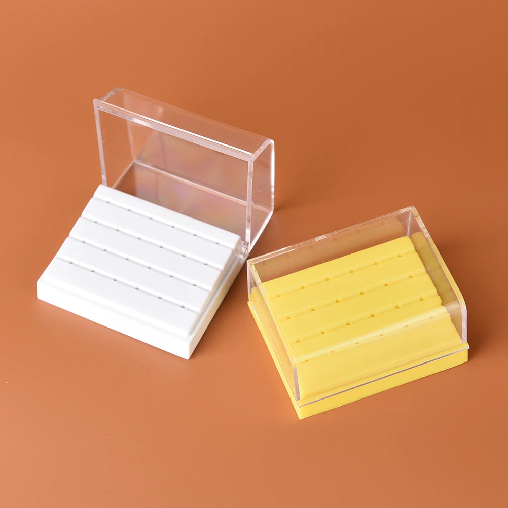 

1PCS Yellow White 24 Holes Plastic Dental Bur Holder Disinfection Carbide Burs Block Drills Case Box