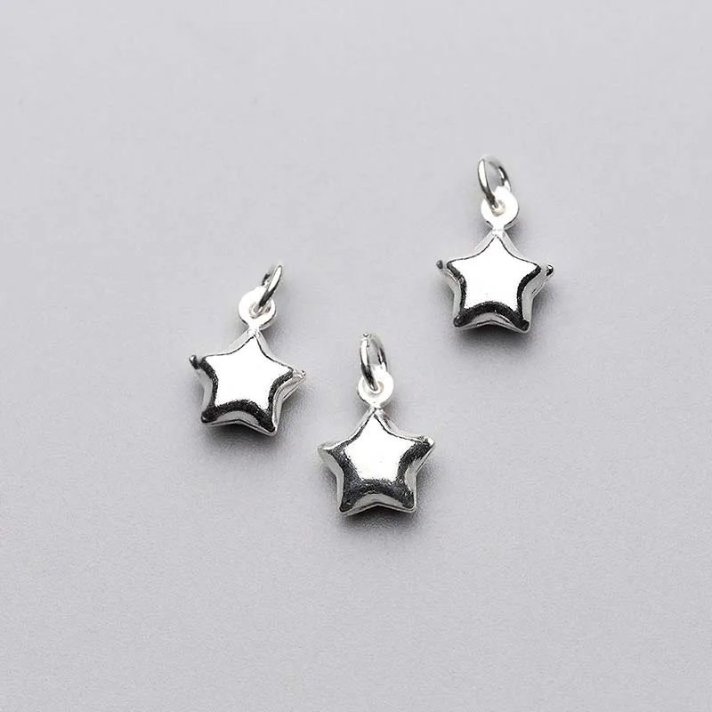 

Whoelsale Women Jewelry Making Findings 925 Sterling Silver Glossy Star Charms For Women Decoration Ornament DIY Dangle Earrings