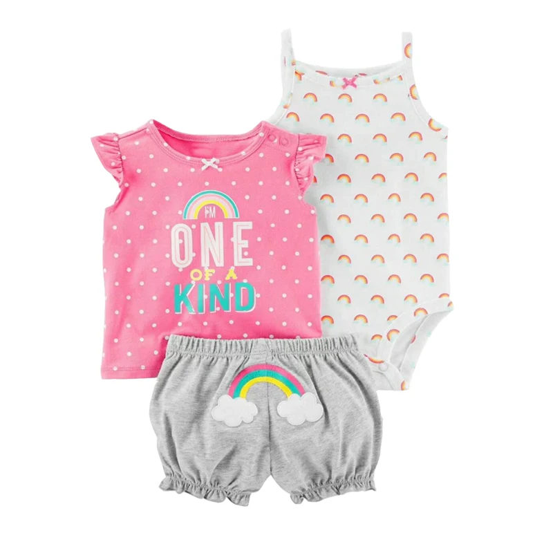 

Orangemom 2019 Summer baby girls clothes suit ,fashion 3 pcs cotton kids clothes short sleeve sets infantil baby clothing