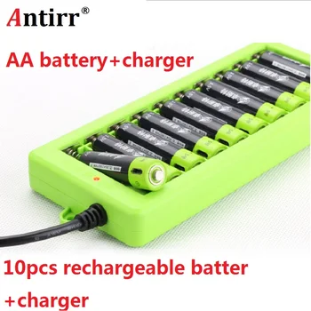 

ZNTER 10PCS/set AA Rechargeable Battery 1.5V 2A 1250mAh USB Charging Lithium Battery Bateria with Micro USB Cable and charger