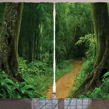 Тропические шторы тропические джунгли с деревьями тропинка листва природа пейзаж Картина декор для гостиной