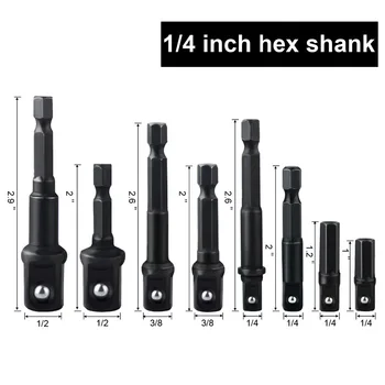 

8Pcs Socket Bit Adapter Set Hex Impact Drill Bits Driver Bar Wrench Electric Screw Driver Extension