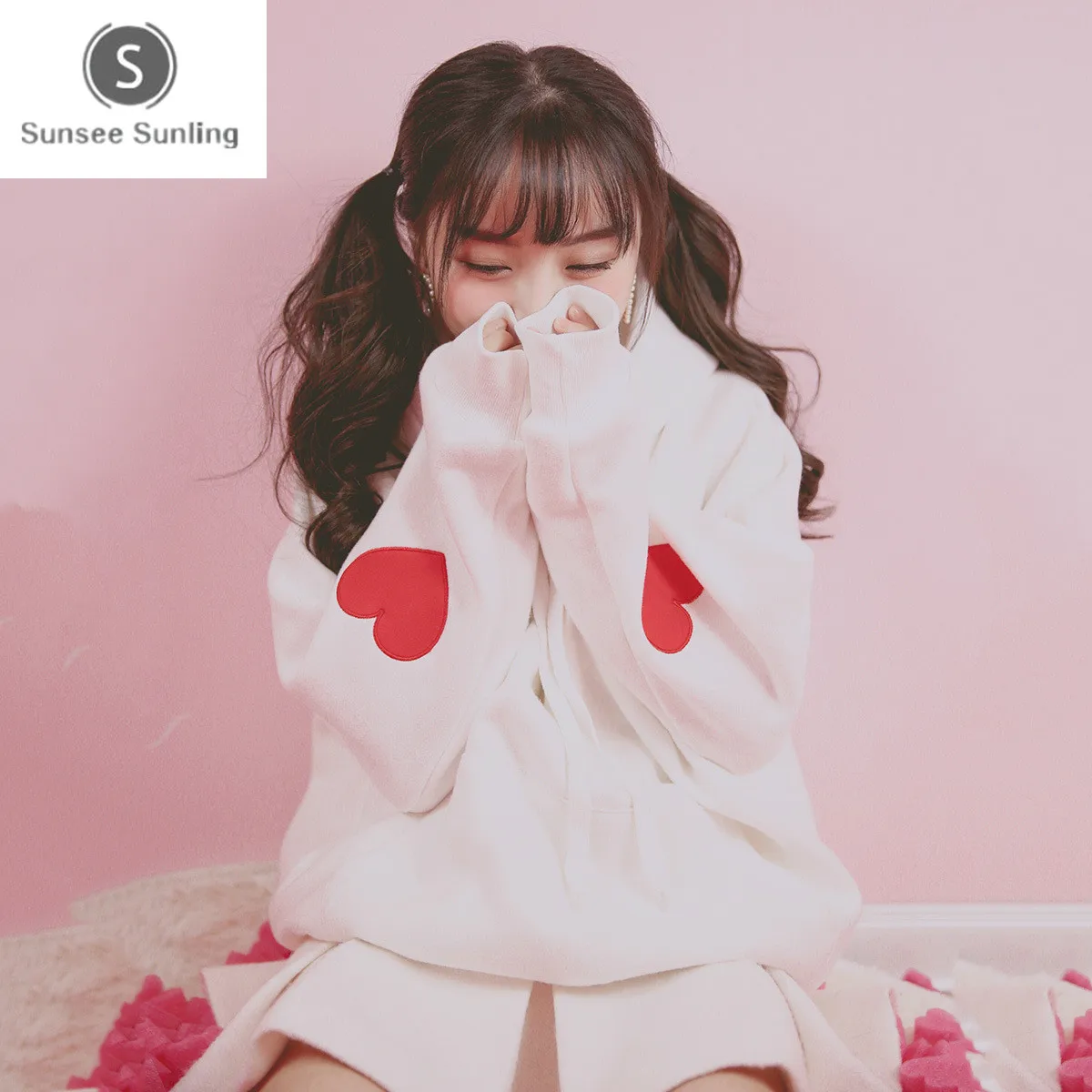 

Autumn Harajuku Long Sleeve Female Hoodies Sweet Cute Love Embroidery Girls Sweatshirt Plus Velvet Loose Women Pullovers Hoodies