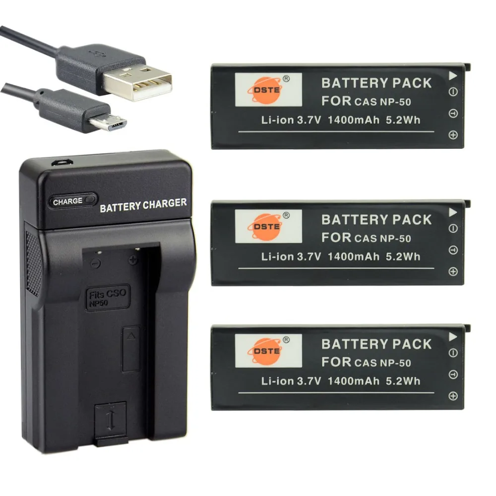 

DSTE 3PCS NP-50 Li-ion Battery + UDC74 USB Port Charger For Casio Exilim EX-V7 EX-V7SR EX-V8 EX-V8SR Camera