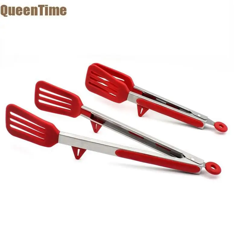 QueenTime силиконовые кухонные щипцы с подставкой Нескользящие Сервировочные из