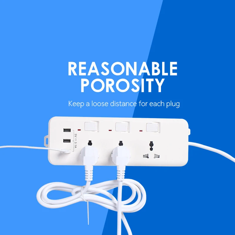 Steckdosenleiste mit USB 4 Smart USB (5V 3.4A 17W) Laden Max 2.4A mit Schalter 6.5ft (2M) Netzkabel bis zu 2500W / 240V / 10A
