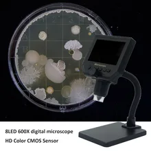 600X 8LED USB цифровой микроскоп Ручной Электронный Микроскоп с измерительной линейкой кронштейн 1000X цифровой Монокуляр Биологический Mi