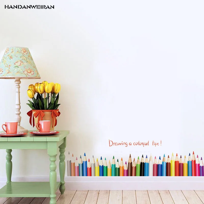 

50*70cm New pencil Skirting line Wall stickers Balcony bedroom children's room decoration Removable waterproof sticker