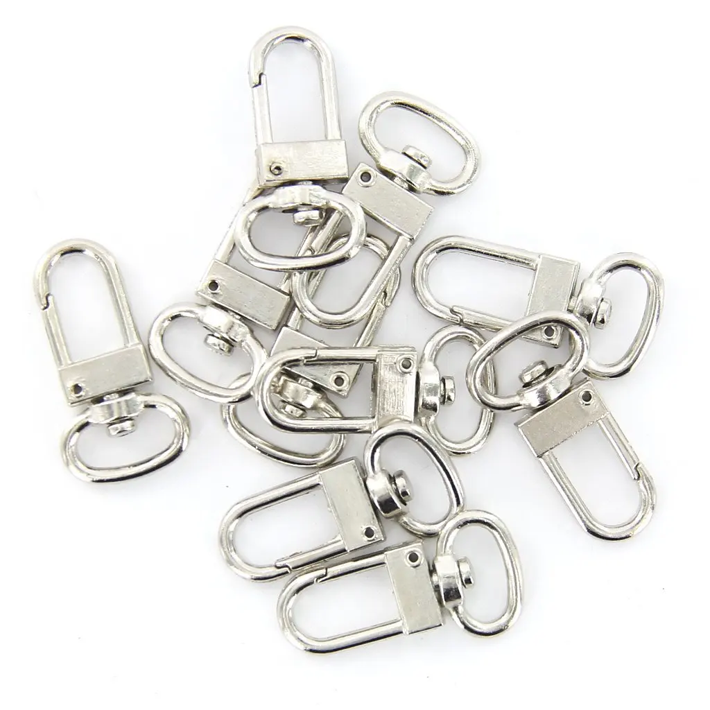 

10 pieces Swivel Carabiner Hook Silver Key Chain 18mm x 33 mm