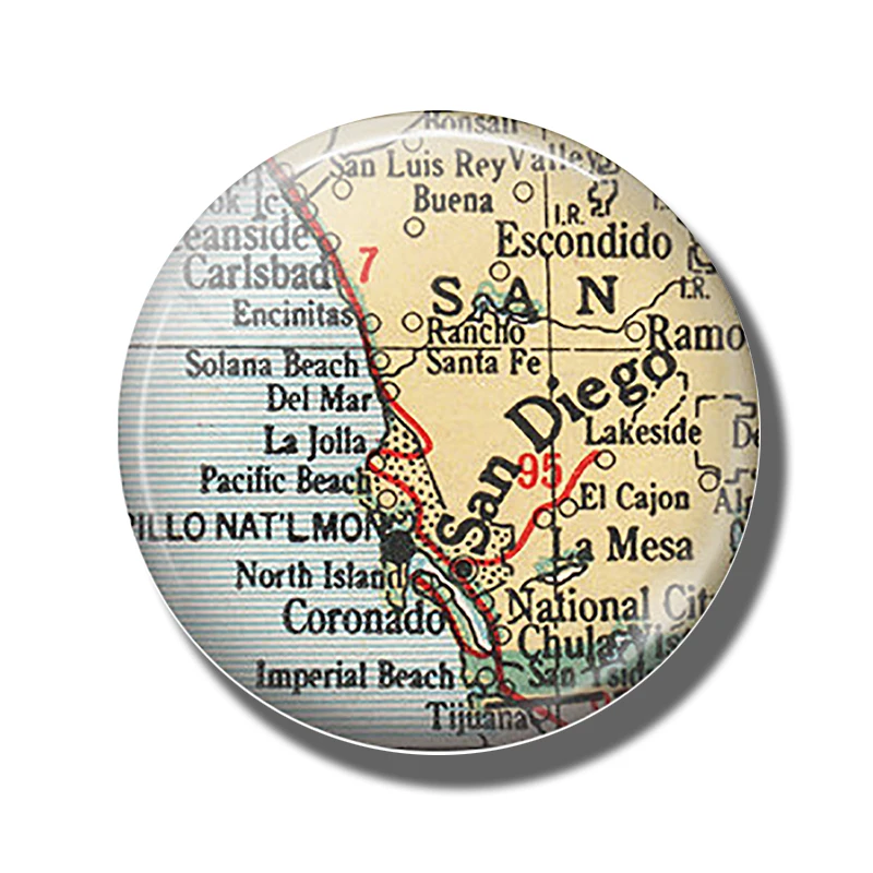 San Diego магнит на холодильник 30 мм 3 шт. карта Калифорнии стеклянный купол магнитные стикеры на холодильник Note держатель домашний декор