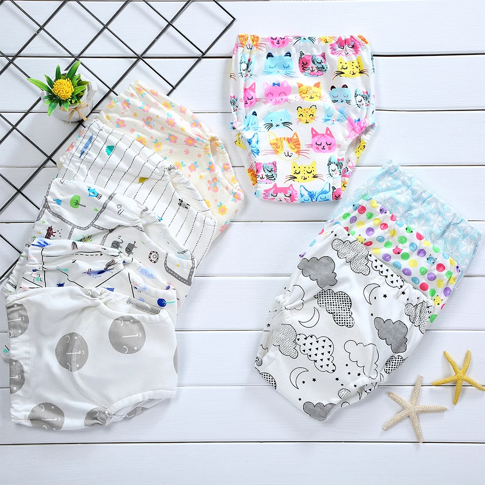 

Reusable Baby Training Panties Cotton Washable Infant Kids Underwear Pants 4Layers Baby Cloth Diaper Cover Training Pants