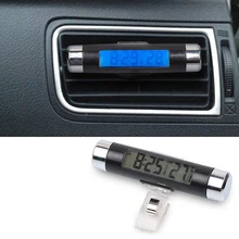 Sikeo Горячая цифровой ЖК-дисплей автомобильные часы термометр дисплей измеритель температуры с воздушным выходом клип-на