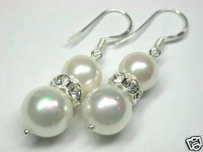 Charme twins 8-10 мм Блан мер noire Shell Perle perles крючком boucles d'oreilles