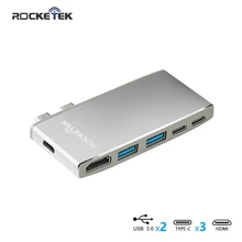 Rocketek мульти 2 usb type c 3,0 концентратор порт HDMI 4K type-c адаптер сплиттер для MacBook pro компьютер ПК ноутбук аксессуары