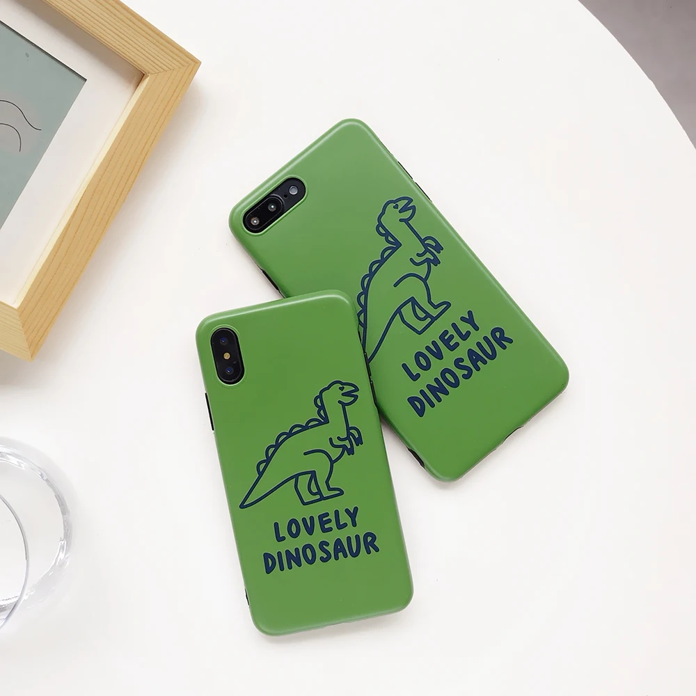 

Cute Dinosaur Hard Case for iPhone XS MAX XR X 6 Plus 6S 7 8 plus Matte Hard Case Cover For iPhone 6S 7 8 plus