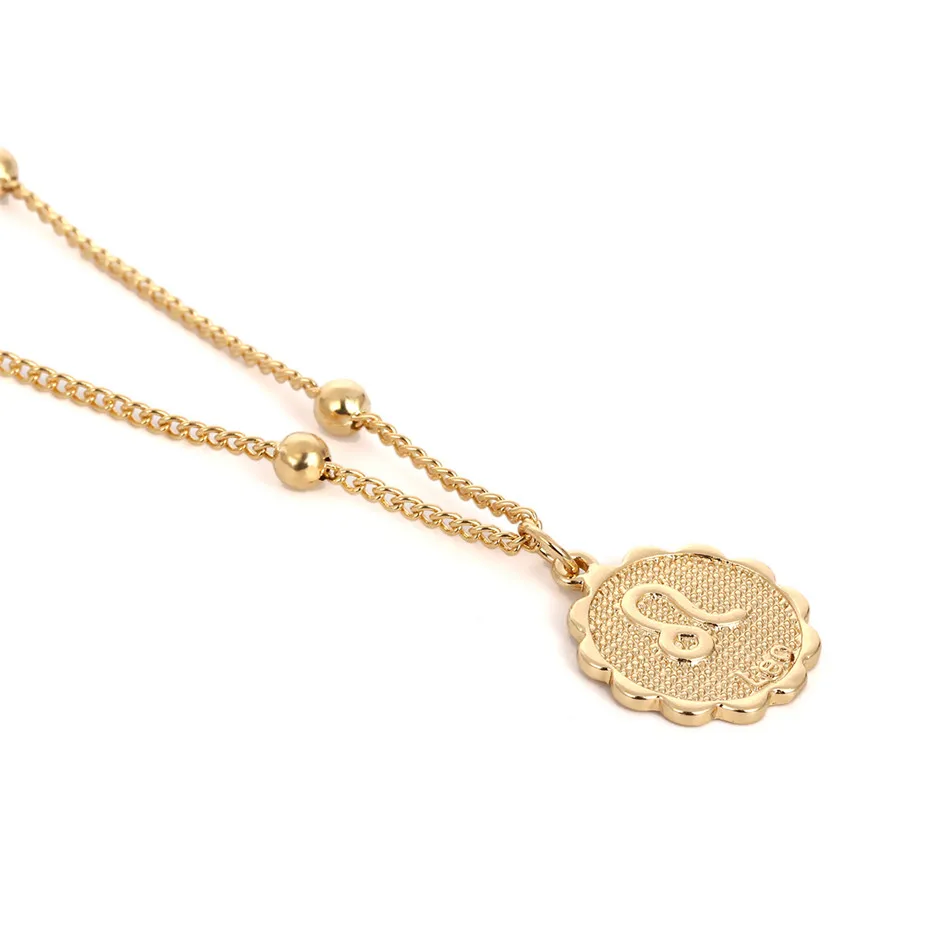 IngeSight. Z, винтажное, персонализированное, 12 созвездий, резная монета, ожерелье, массивная медная подвеска "Лев", ожерелье, Женские Ювелирные изделия - Окраска металла: Leo Golden