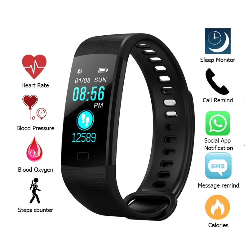 

Smart Band Heart Rate Tracker Fitness Y5 Smartband Smart Bracelet Waterproof Smart Wristband Smart Watch Men for Xiaomi phone