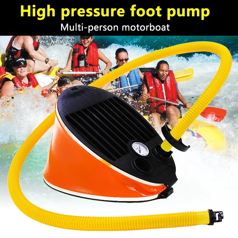 

Portable Inflatable Foot Pump Air Pump For Boat Kayak Raft With Pressure Gauge