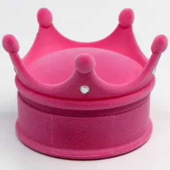 

1PC Solid Crown Shape Velvet Rhinestone Wedding Engagement Ring Box For Earrings Jewelry Display Anniversary Gift Box Holder