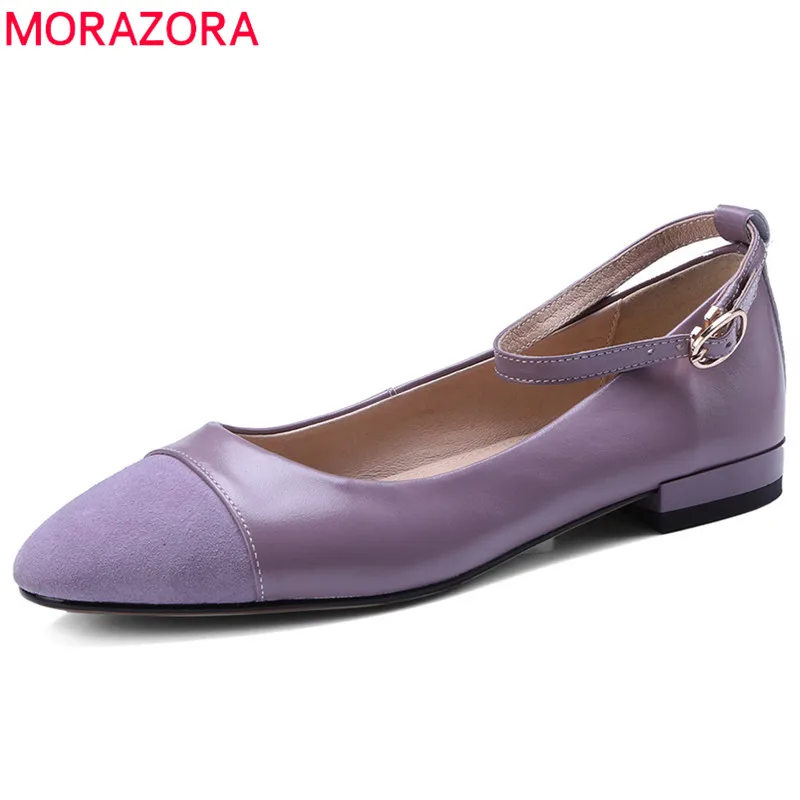 

MORAZORA 2020 new arrival pumps women shoes pointed toe splicing fashion spring summer shoes simple buckle low heels shoes woman
