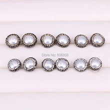 10 пар ZYZ293-0011 серьги из натурального жемчуга инкрустация из горного хрусталя серьги гвоздики 13 мм круглой формы