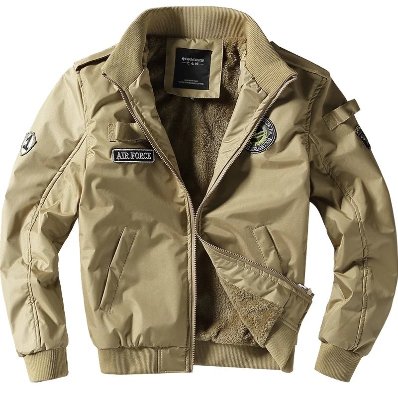 Зимняя мужская куртка в стиле милитари, куртки пилота ВВС, флисовые парки, пальто с вышивкой, ветровка карго, летные куртки