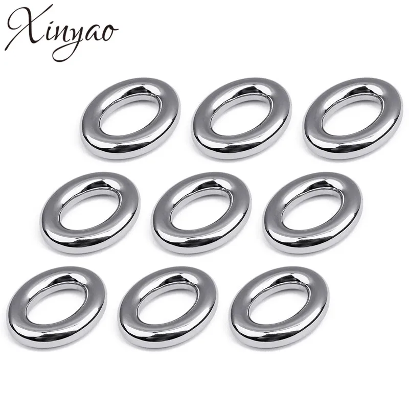 XINYAO 10pcs Oval Stainless Steel Spacer Beads Fitting Leather Cord