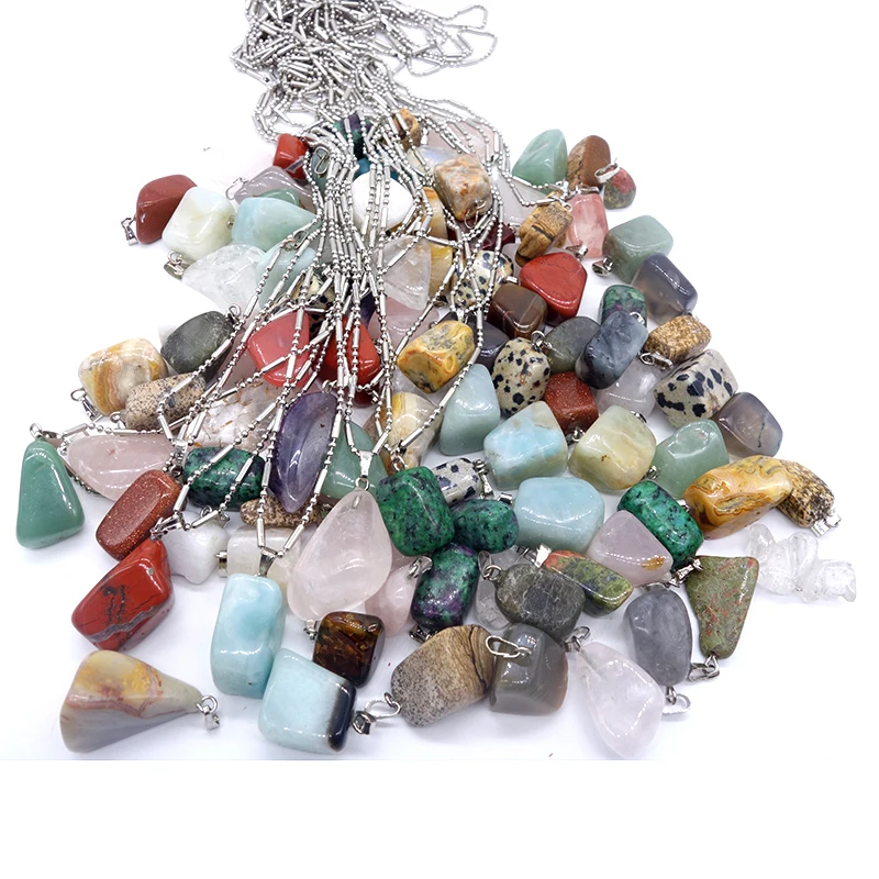 

Wholesale 50pcs/lot Trendy Assorted Natural Stone Mixed Irregular Shape Chakra Charms Pendants Charms Jewelry Free Shipping