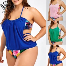 Новое поступление, сексуальное бикини, низкая талия, купальник с оборками, женская одежда для плавания, цветочный принт, бикини, купальник с завязками на шее, женский купальник