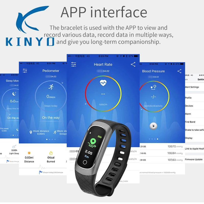 Смарт-браслет сердечный ритм Давление монитор IP68 Водонепроницаемый Цвет Экран Сигнализация напоминание Bluetooth 4,0 сенсорный выключатель браслет