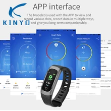 Смарт-браслет сердечный ритм Давление монитор IP68 Водонепроницаемый Цвет Экран Сигнализация напоминание Bluetooth 4,0 сенсорный выключатель браслет