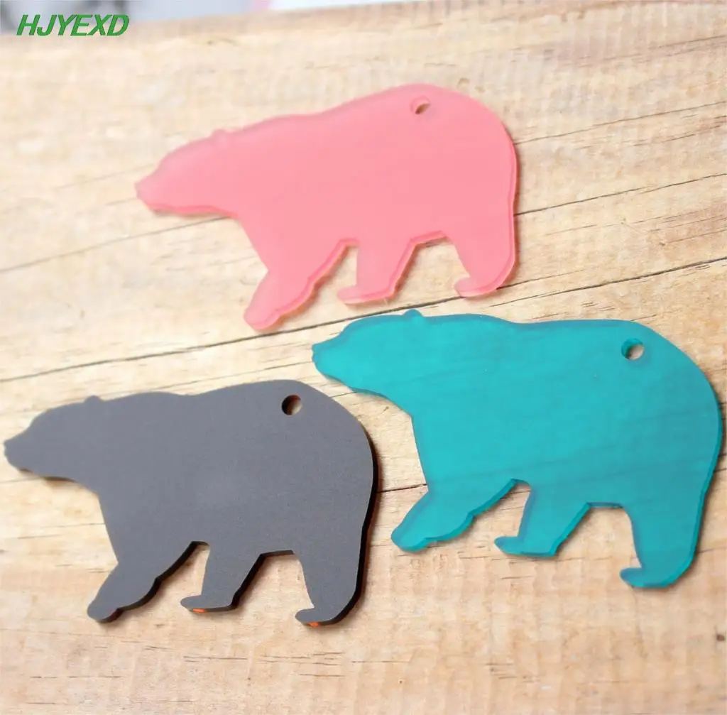 1.5in/3in Acrylic Bear Keychains Accessories Black White Pink / Matt