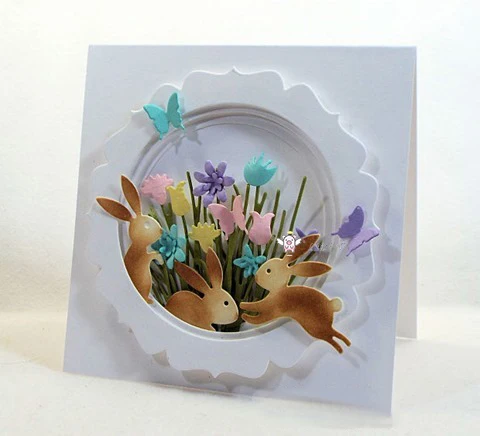 Bunnies with flowers