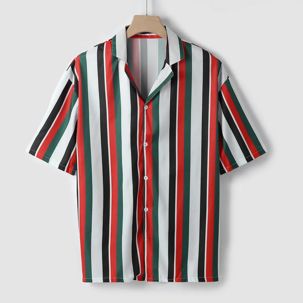 3xl Мужская рубашка летние модные рубашки повседневные полосатые рубашки топ с коротким рукавом Блузка camisa masculina