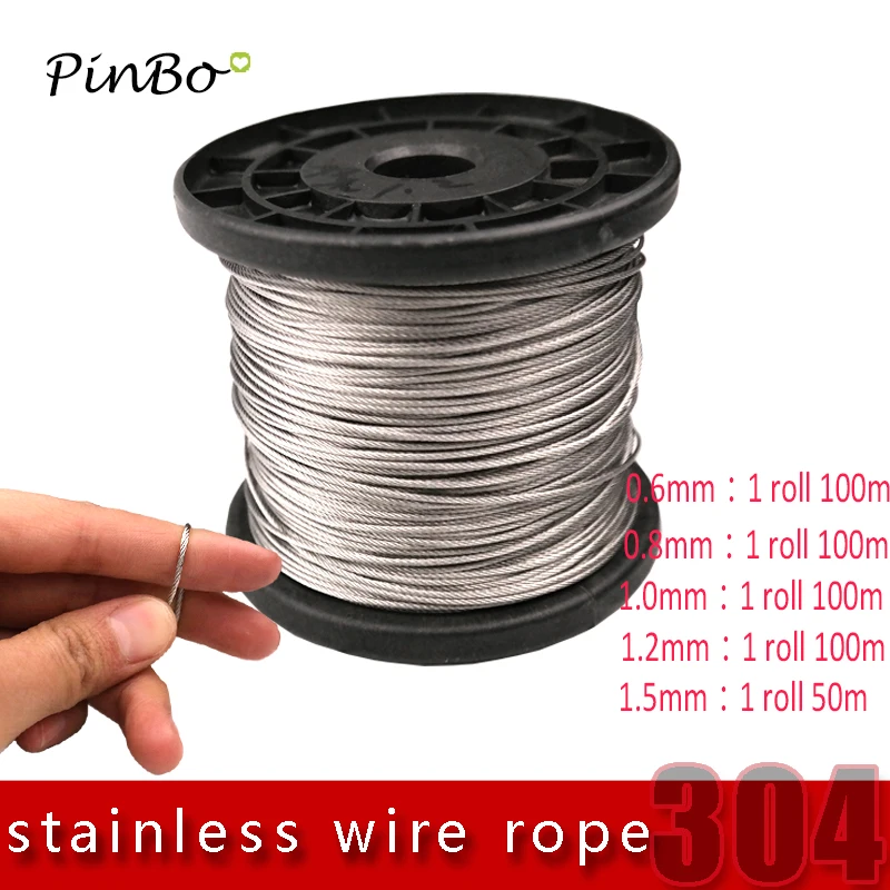 5M/10M/100M 304 stainless steel wire rope alambre softer fishing