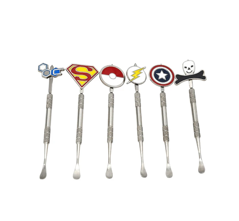 

Hot Wax Dabber Tools With Batman Captain Superhero Flash and Skull Design Stickers Wax Jar Dab Tool For Dry Herb 120mm