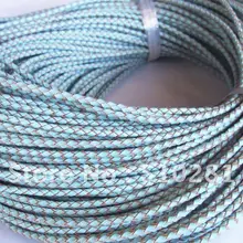 Высокое качество 100 метра/roll 3 мм светло-голубой цвет плетеный geunine кожаный шнур круглый кожаный шнур