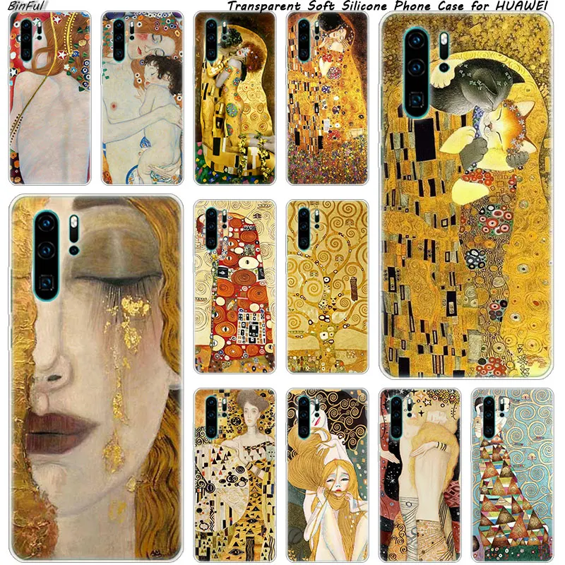 Популярный Мягкий силиконовый чехол Kiss By Gustav Klimt для телефона Huawei P30 P20 Pro P10 P9 P8 Lite
