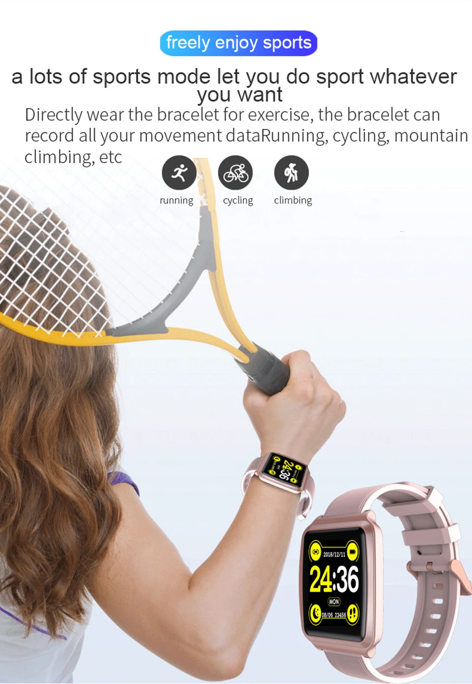 Смарт-Браслет фитнес-трекер ips цветной экран измерения артериального давления smartwatch спортивный трек для мужчин и женщин одежда браслет