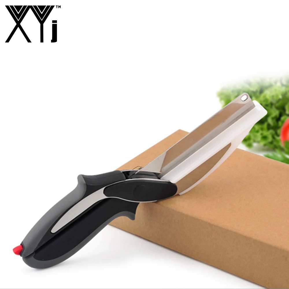 XYj многофункциональные ножницы резак 2 в 1 разделочная доска утилита резак из нержавеющей стали открытый умный Нож для приготовления овощей