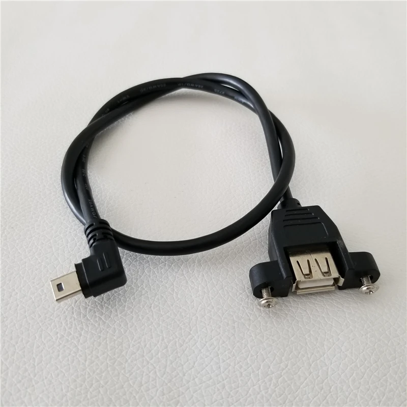 90 градусов под прямым углом 5Pin Mini B Male to USB A Female кабель для передачи данных Line panel Mount